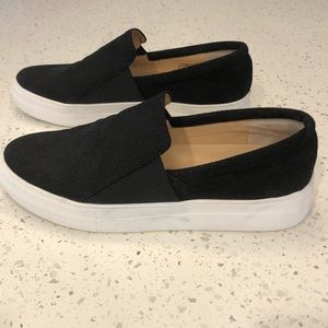 Vince Camuto Black Suede Slip- on Shoes- 8.5